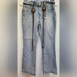 Zana Di Premium Vintage Stretch Bootcut Jeans w/belt Plus Size 16 NWT